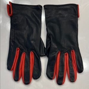 Grandoe Black and Red Lambskin Leather Driving Gloves Size Small